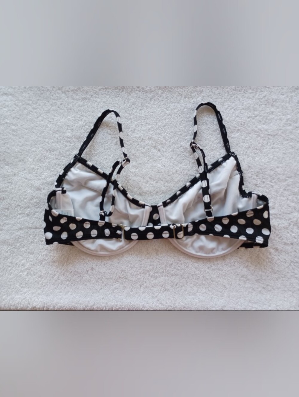 VENUS Black and White Polka Dot Underwire Bikini Top, Size DD - Picture 9 of 16